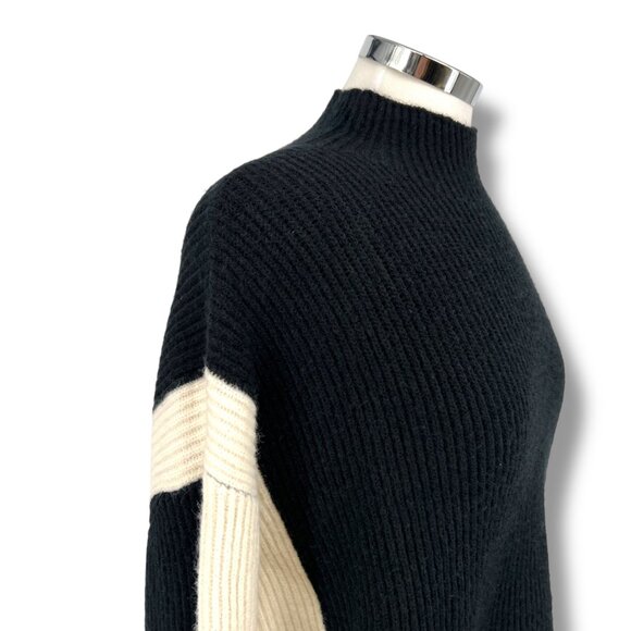 Commense Miss Paris Black White Colorblock Ribbed Knit Sweater Size Small - Picture 9 of 16